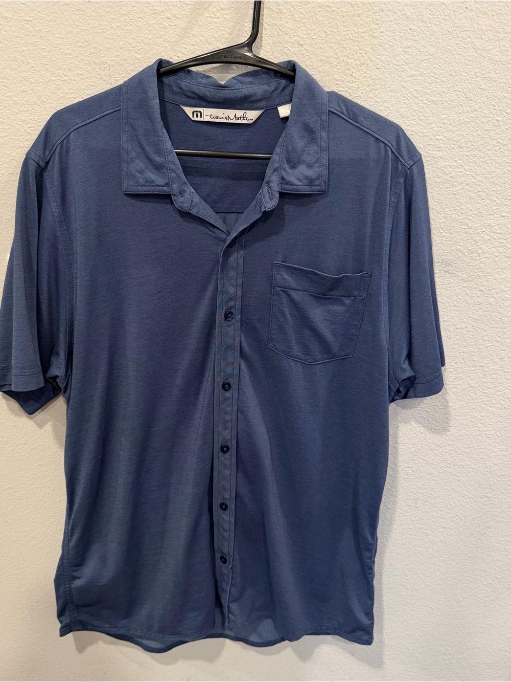Travis Mathew Blue Short Sleeve Button-Down Shirt